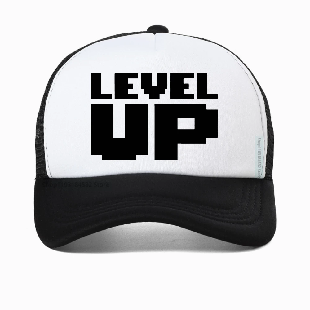 

Men's Printed baseball cap Level Up Basic Streetwear caps For Men Women Summer Breathable trucker hat summer sun snapback hats