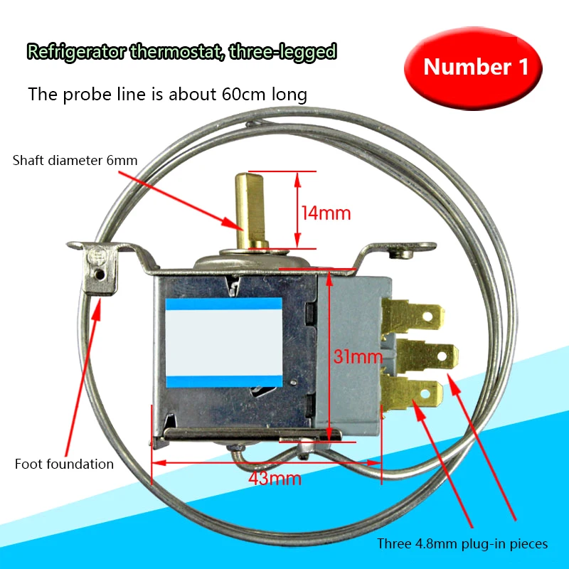 1pc Refrigerator Thermostat Temperature Control Switch Freezer Universal Mechanical Temperature Control Two-three Pin Thermostat