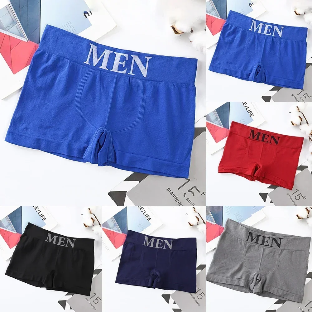 Men's Middle Waist Boxer Shorts Seamless Boxers Brief Sexy Underwears Trunks Elastic Underpant Plus Size Flat Boxers Breathable