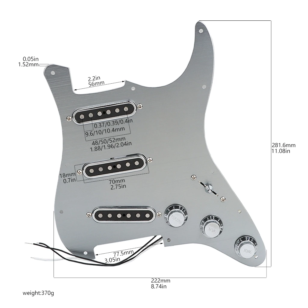 Silver SSS Guitar Loaded Pickguard with Alnico 5 Single Coil Pickups for Strat Electric Guitar