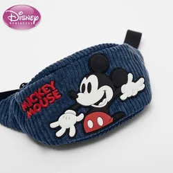 Disney blue embroidered Mickey Mouse cute mini crossbody bag corduroy fabric children's small waist bag