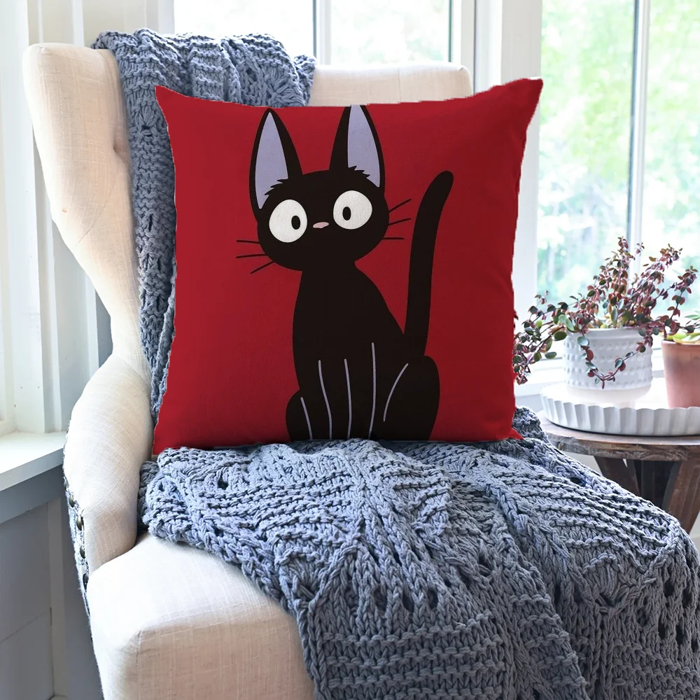 Jiji Cat Pillow Case Cartoon Sofa Decorative Home Double-sided Printing Short Plush Cute Cushion Cover