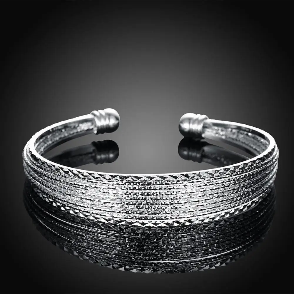 

Trendy Korean Edition Boutique Jewelry Festival Jewelry Girl 925 Silver Flower Thread Opening Women's Engagement Bracelet