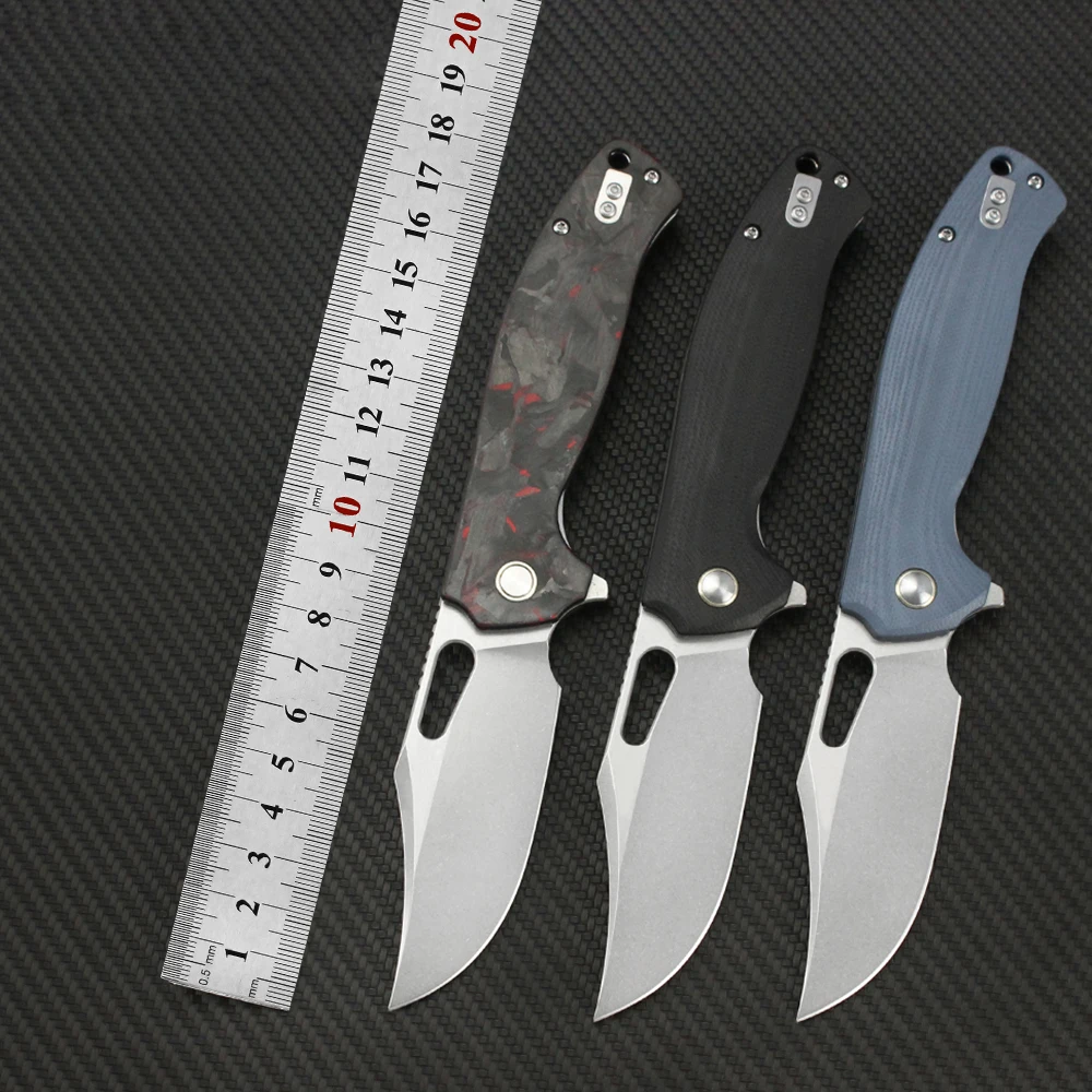 Pocket Folding Knife 14C28N Blade Carbon Fiber Handle Ball-Bearing Outdoor Hiking Camping Cutting Knife Tool Utility Gifts