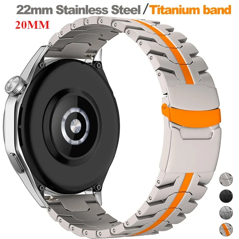 20mm 22mm Titanium Bracelet For Huawei Watch 5 GT5/4 4/3Pro 42 46mm Stainless Steel Strap For Amazfit Balance GTR4/3/2 WatchBand