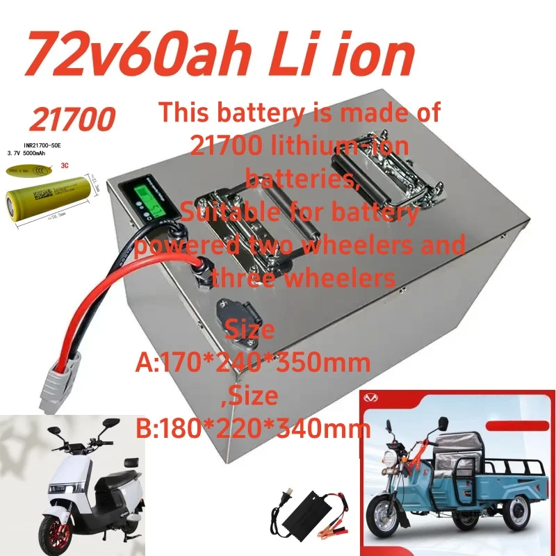 72V 60Ah 60A li-ion lithium Polymer battery Pack No 50Ah 70Ah with 50A 100A Bluetooth BMS power 3000W 5000W Elektromotorrad