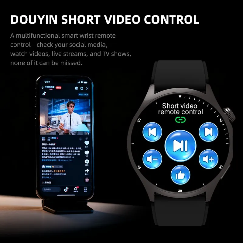 Short Video Control Health Trackr Sleep Monitoring NFC BT Call Smartwatch Men Women Flashlight Smart Watches For Sport Outdoors