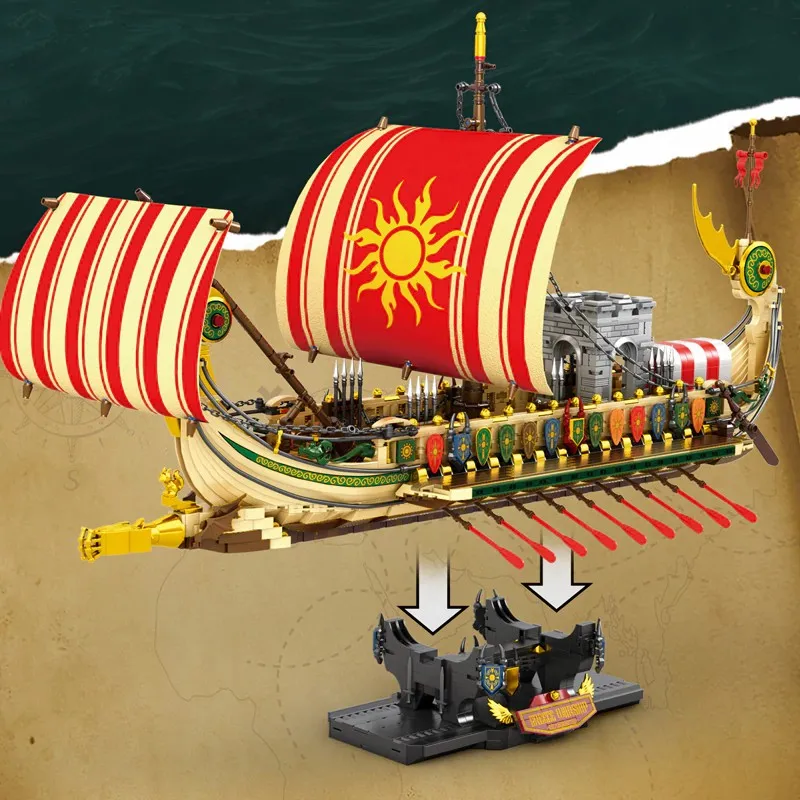 Piraten schiff Serie Creek Wikinger Kriegsschiff Modell Bausteine Schiff Kreuzer 2982 Stück Bausteine Ziegel Puzzle Spielzeug Geschenk