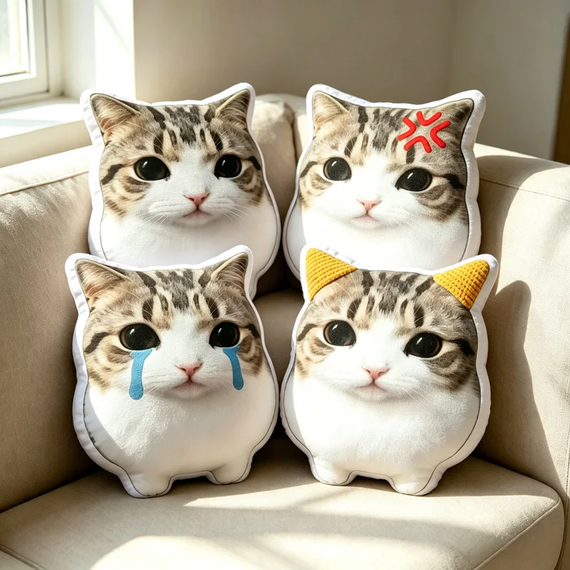 Funny Flat Cat Pillow Cute Plush Cushion Soft Stuffed Throw Pillow Home Soft Decor Creative Gift For Friend Angry Cat