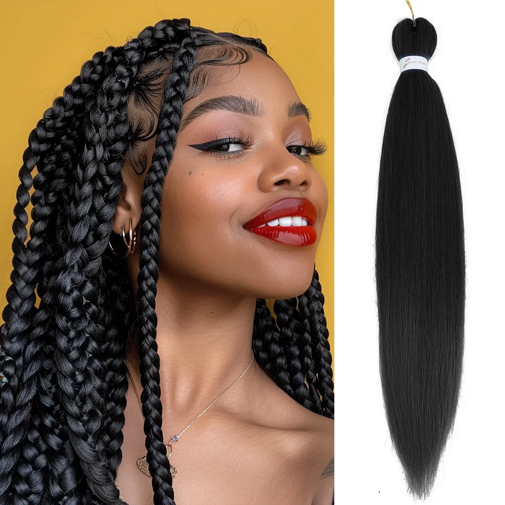 Longas tranças Jumbo extensões de cabelo, cabelo sintético Afro, trança Yaki, reta pré esticada trança, preto e marrom, 26 ", 90g