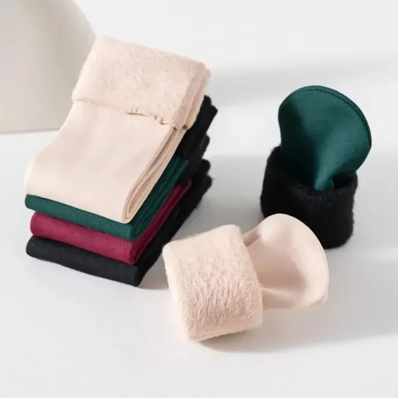 

1-4 пары, женские и мужские зимние теплые утепленные зимние носки, однотонные напольные носки, мягкие бархатные шерстяные кашемировые домашние дропшиппинг