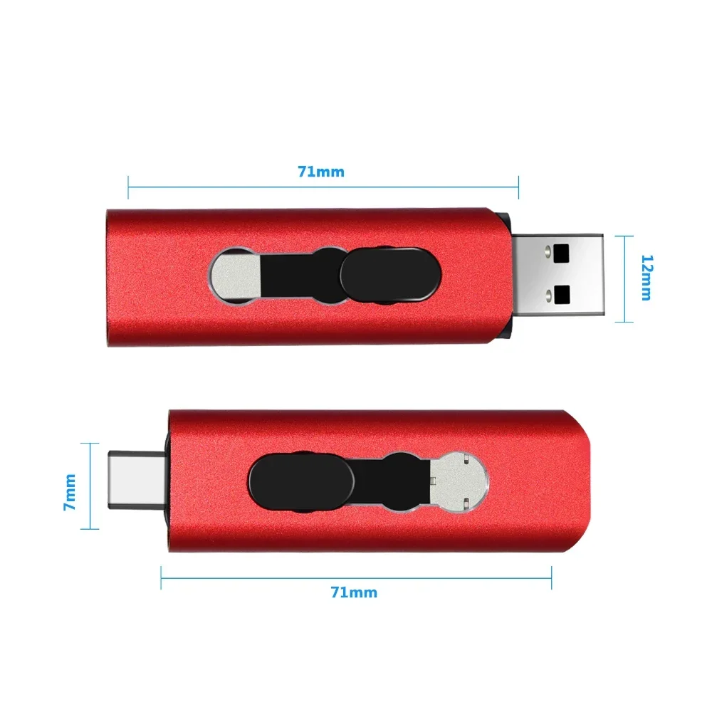 USB 2.0 Tipo C Flash Drives, Memory Drive, Photo Stick, Compatível com Android, Computador, Armazenamento e Backup, 128GB
