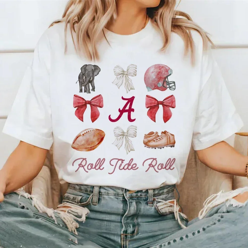 Sweet T-Shirt Trendy Cute Alabama Football Printed Aesthetic Clothing Summer Casual Style Printed Top T-Shirt Women Clothing