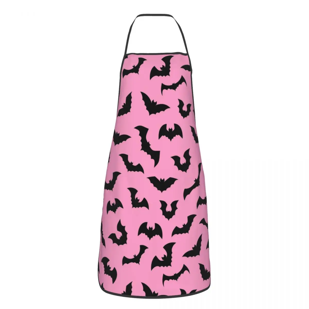 Custom Unisex Pink Goth Black Bats Bib Apron Adult Women Men Chef Tablier Cuisine for Kitchen Cooking Halloween Witch Gardening