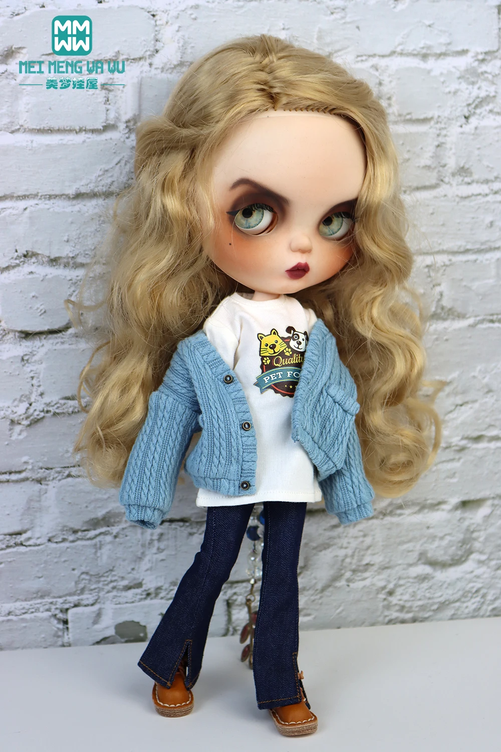 Blyth Clothes Fashion Sweater Jacket Denim Flared Pants Azone OB22 OB24 Girl Toy Gift