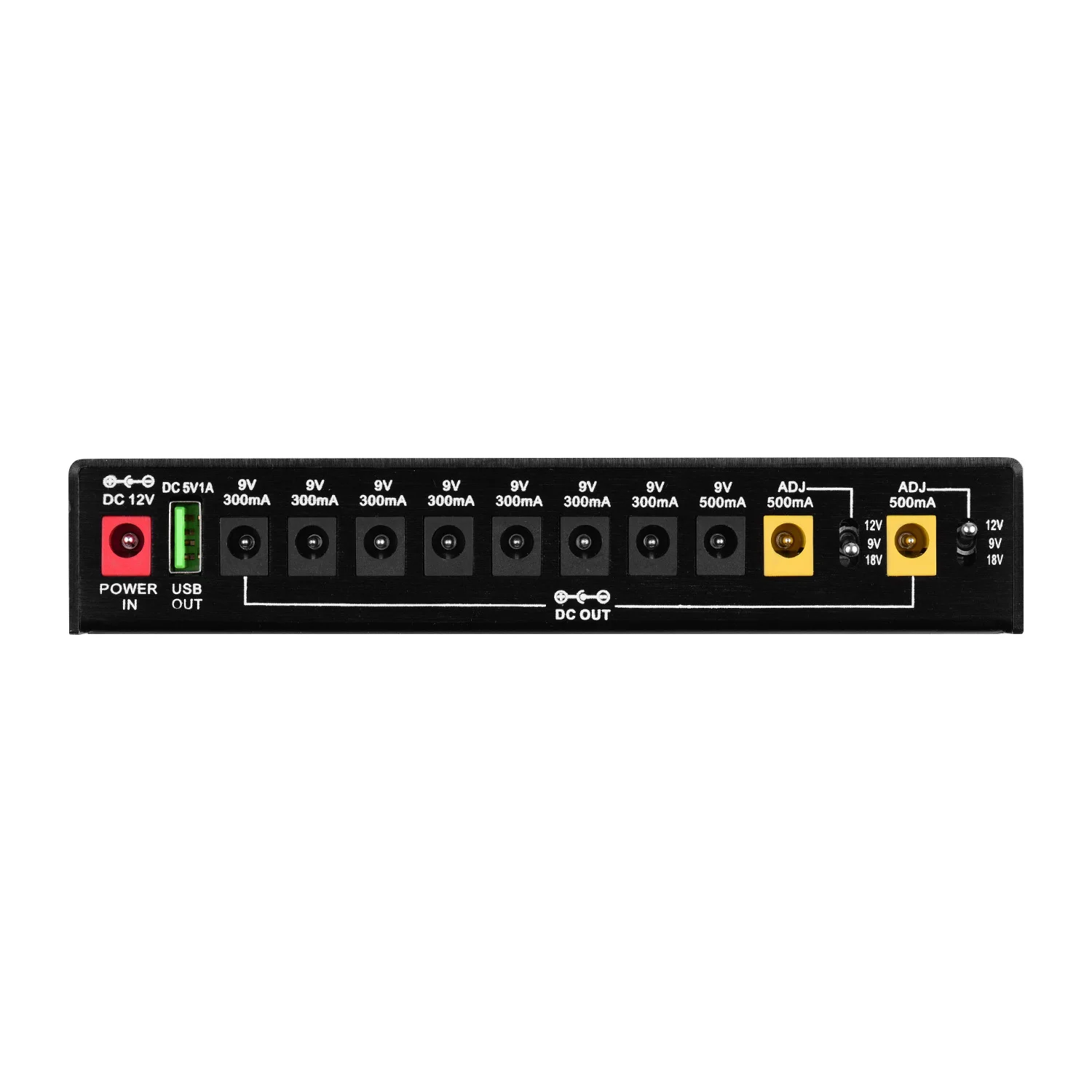 MOSKY ISO-10 Guitar Effect Pedal Power Supply 10 Isolated DC Outputs/ 5V USB Output for 9V 12V 18V Protection Guitar Accessories