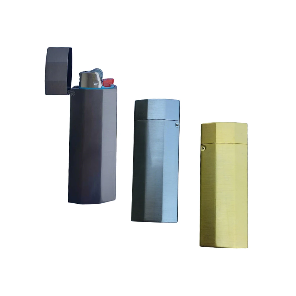 Zinc Alloy Lighter Case Cover for BIC J6 Lighter Holder Flip-Top Protective Shell with Bottle Opener Dust & Waterproof  sleeve