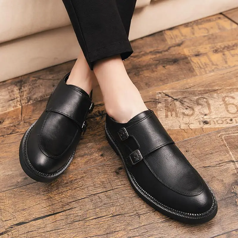 Terno estilo britânico para homens, gravata de casamento, roupa formal de negócios, sapatos vintage casuais, preto