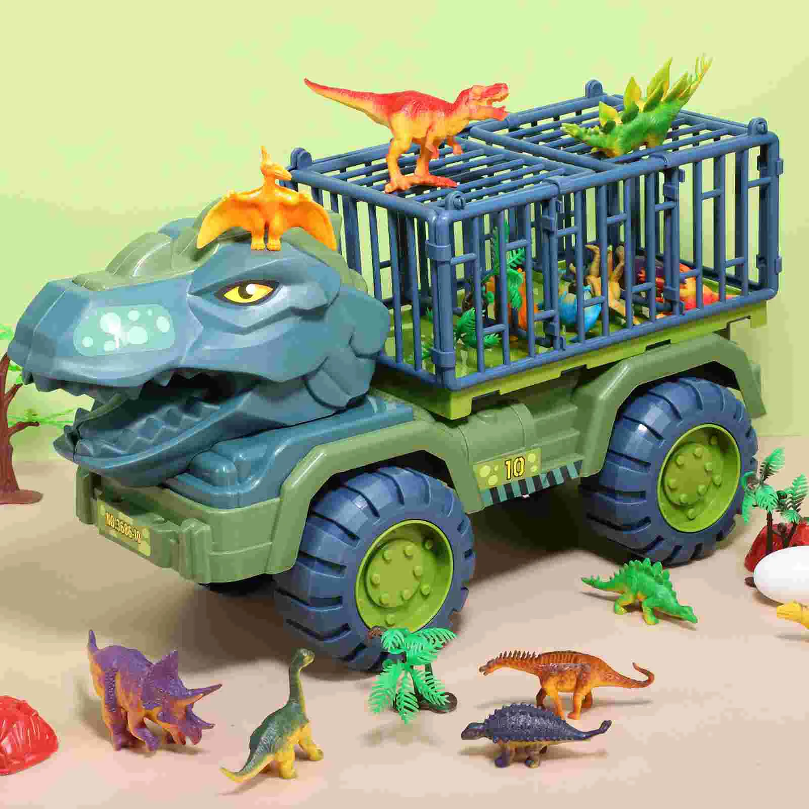 Dinossauro brinquedo carro caminhão playset estatuetas crianças brinquedos dos desenhos animados animal veículo transportadora caminhões