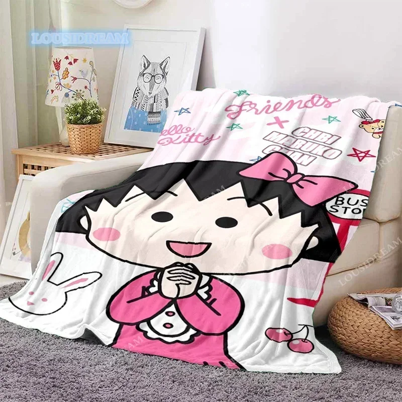 Cute anime Chibi Maruko-chan soft Flannel thin blanket bed sofa cover bed sheet home decoration picnic blanket  throw blanket