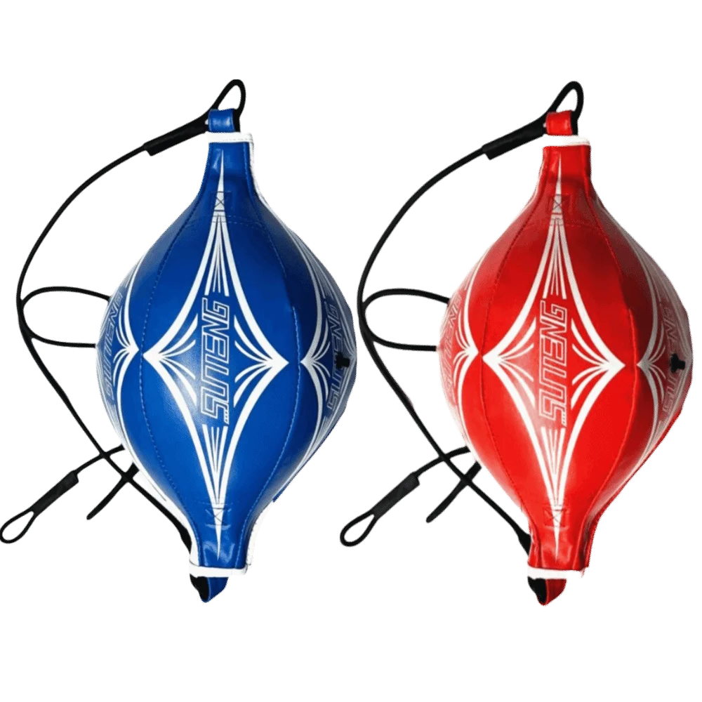 PU Material Boxing Speed Ball Double End Design Red Ball with White Rhombus Texture Punching Speed Bag Rhombus Texture