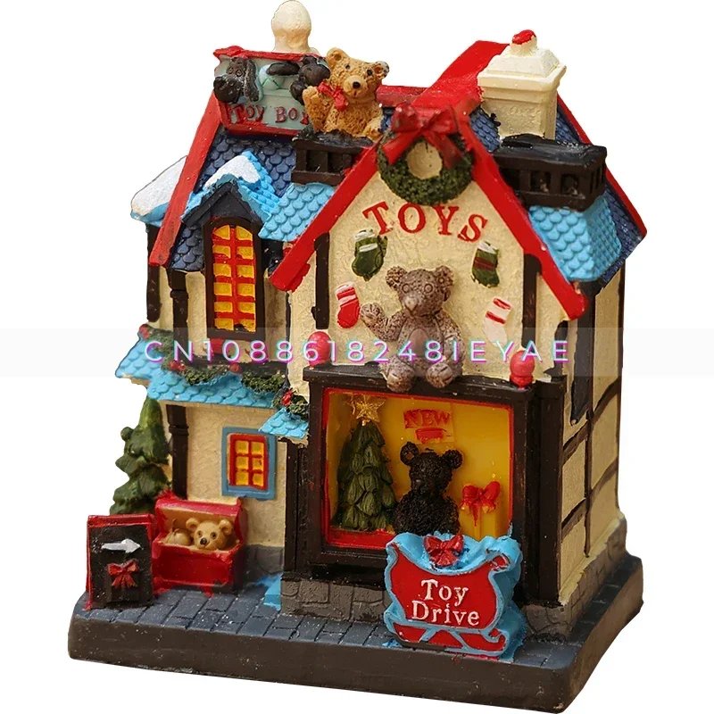 Christmas Decorations Luminous Cottage House Scene Layout Atmosphere Night Light Creative Cute Gift Ornaments