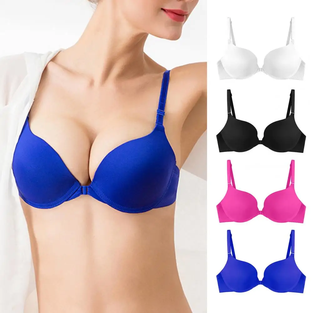 

A B C Cup Women Underwear New Fashion Sexy Simple Push Up Bra Front Button Candy Color Brassiere Lingerie Bralette