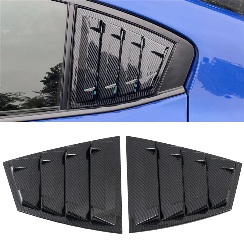 Carbon Fiber Color Rear Side Vent Quarter Window Louver Shutter Cover Trim for Subaru WRX /WRX STI 2015 - 2021