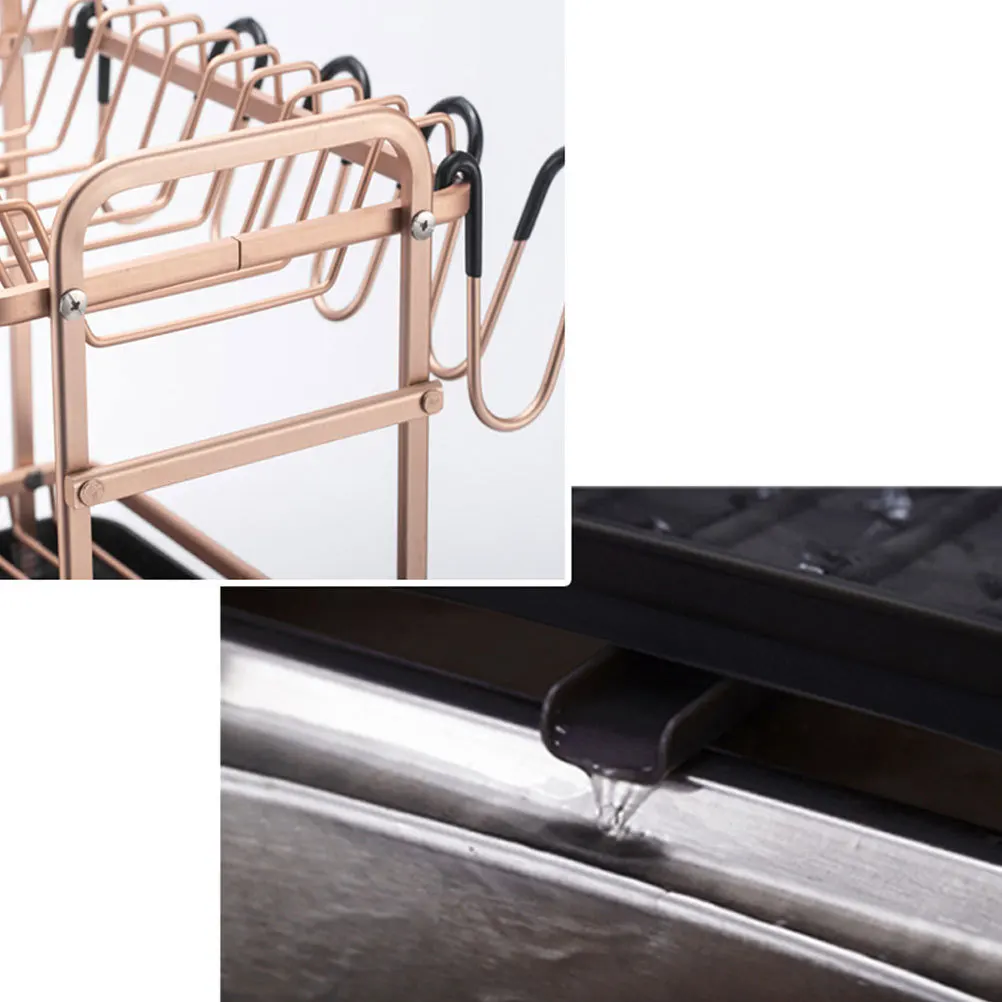 

1pc Kitchen Draining Double Layer Aluminum Alloy Easy Assemble Space Saving Bowl Storage Bracket For Kitchen