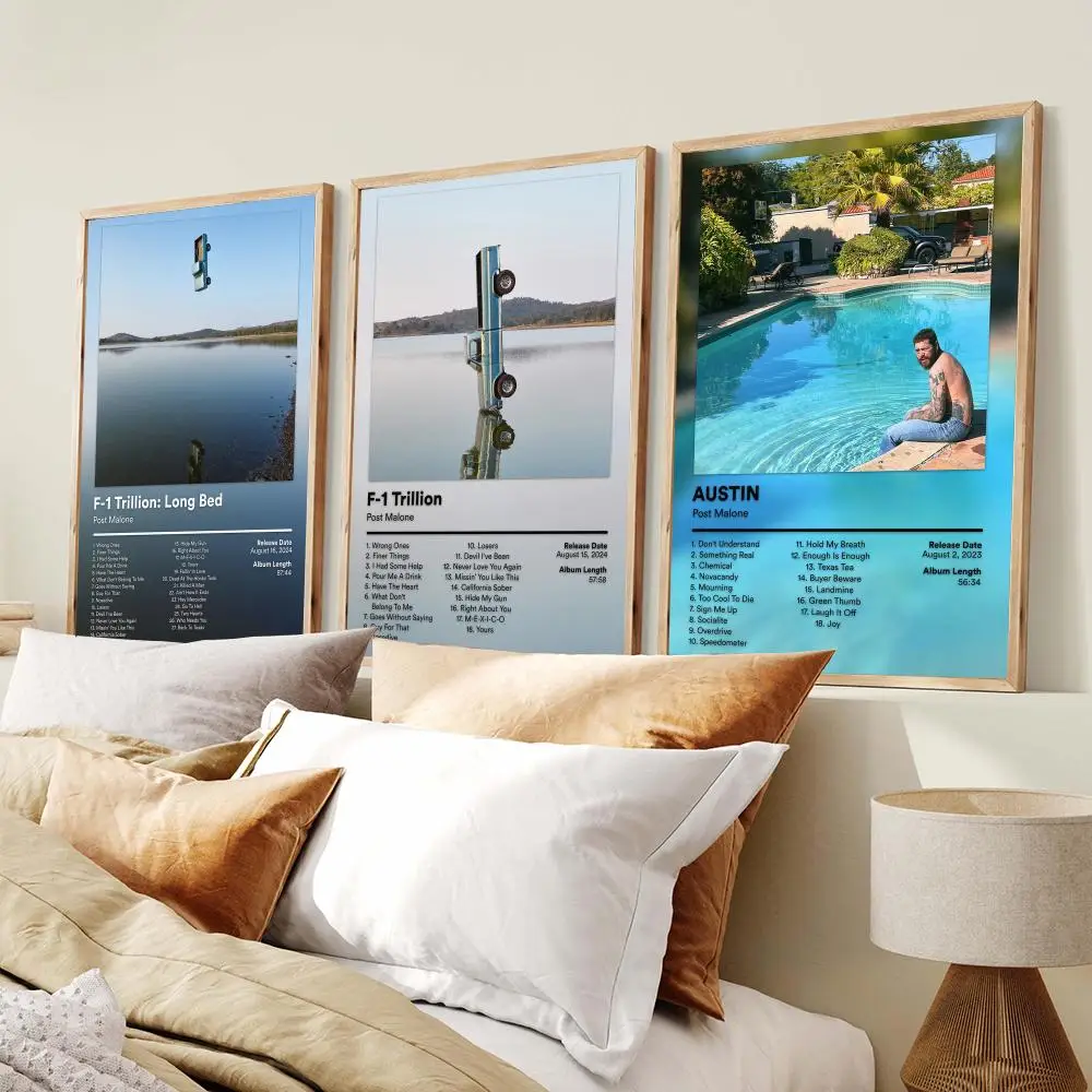 Singer P-Post Malone Music Album Poster Modern Aesthetic Wall Art Print Trendy Bedroom Home Decor Gift