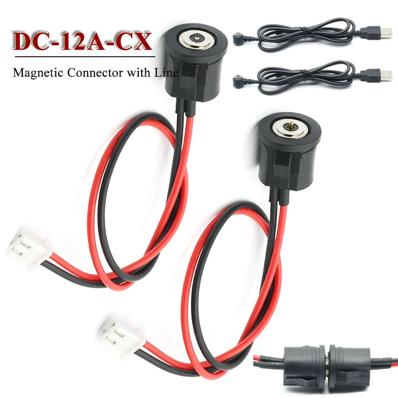 

DC-12A-CX Magnetic Connector with Line Thread Waterproof Terminal Plug 1.2M Charging Power Cord Male Female Magnetic Contacts