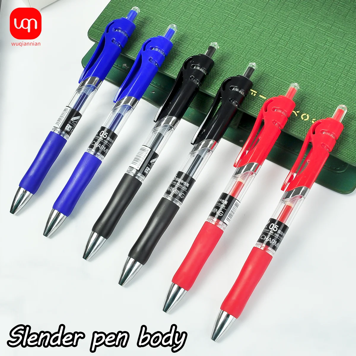 WQN-3/6/12 Classic Colors Click Gel Pen Premium Gel Pen Black/Blue/Red Ink Business Signature Pen School Office Supplies