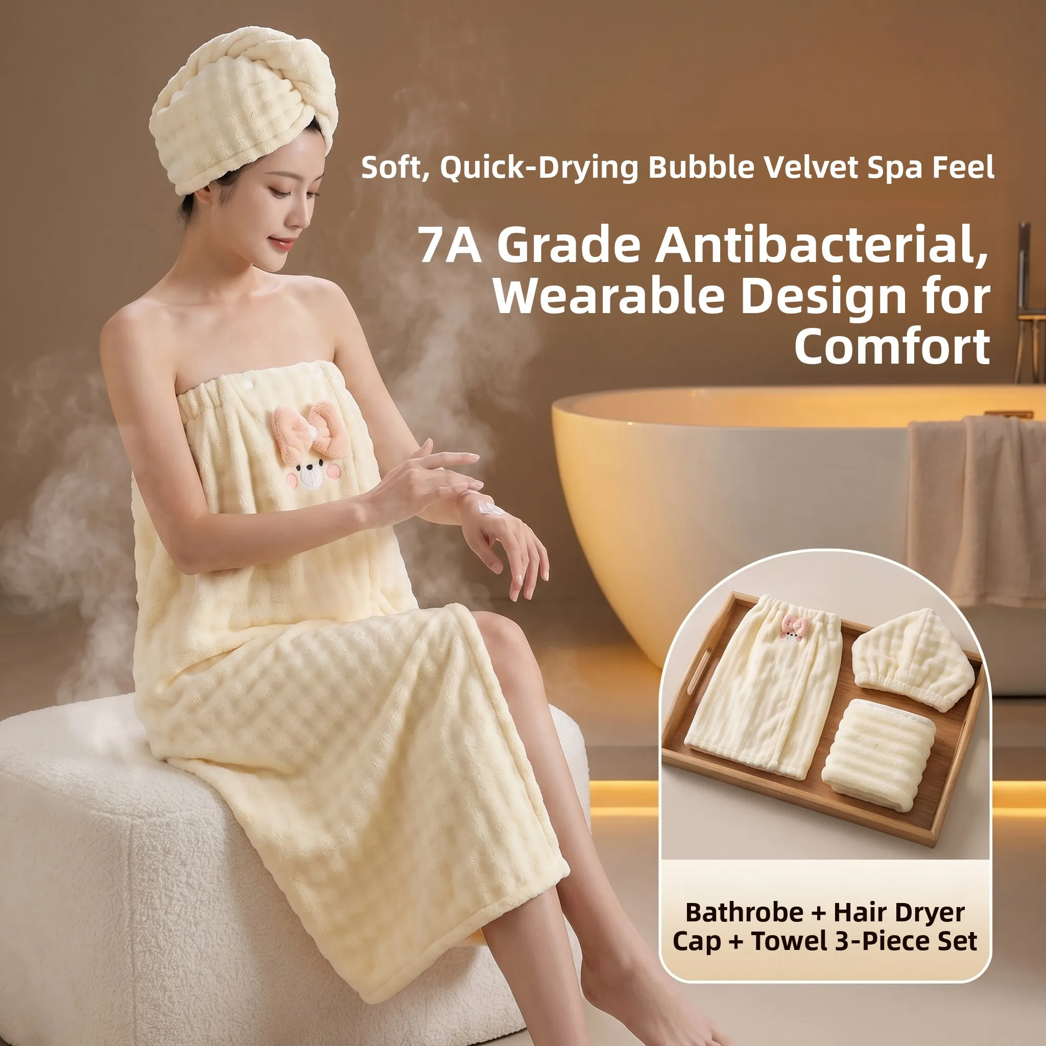 

Women's Full-Body Bath Towel High Absorbency No Shedding Premium Quality Bath Robe Comfortable to Wear Home Use Towel