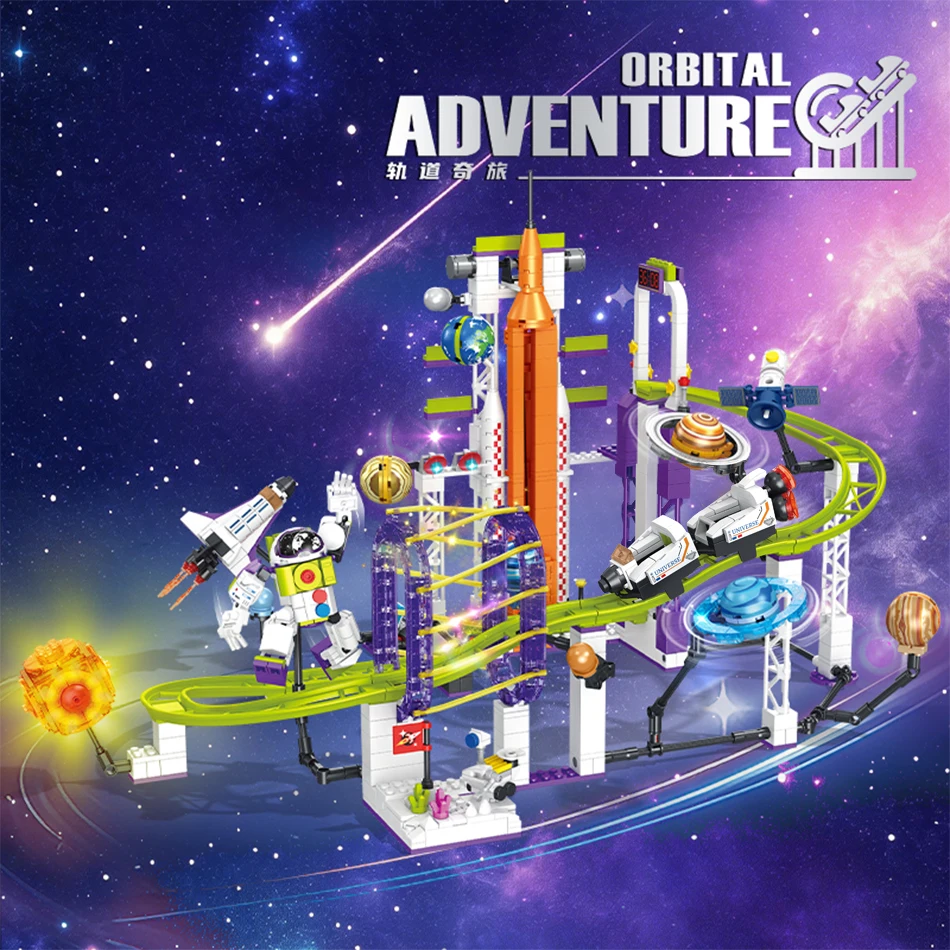 1118-pieces-blocs-de-construction-montagnes-russes-spatiales-systeme-solaire-base-de-lancement-de-fusees-parc-d'attractions-briques-d'assemblage-jouets-cadeaux
