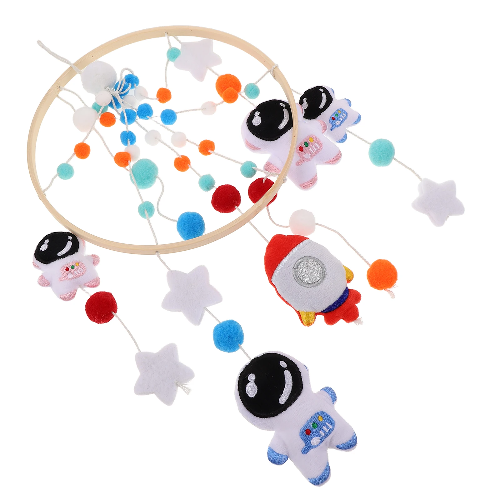 

Handmade Infant Mobile Bed Bell Astronaut Rocket Theme Felt Cot Accessories Hanging Wind Chime for Baby Boho Style Crib