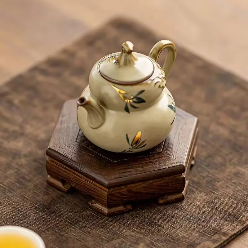 Wooden Miniature Tea Set Pedestal Standing Flower Base Bonsai Plant Shelf Figurines Vase Sorting Table Stand for Home Decor