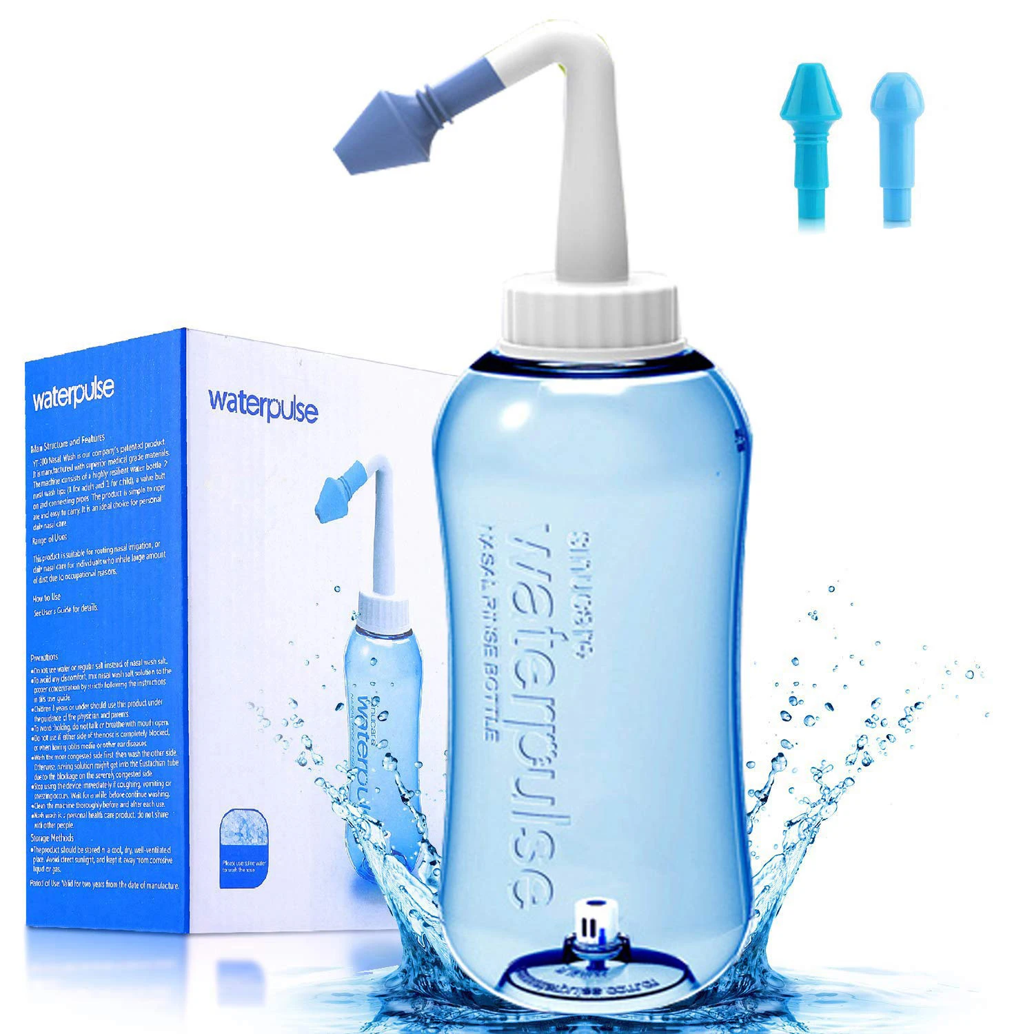 Waterpulse Nasal irrigator Nasal Rinse Bottle Nasal Wash Cleaner Nose Protector Avoid Allergic Rhinitis Adults Children Neti Pot