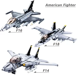U.S.A Air Force F14 F16 F18 Military Weapon Building Blocks WW2 Jets Fighter Soldier Friend Bricks Kids Arms Airplane Toys Set