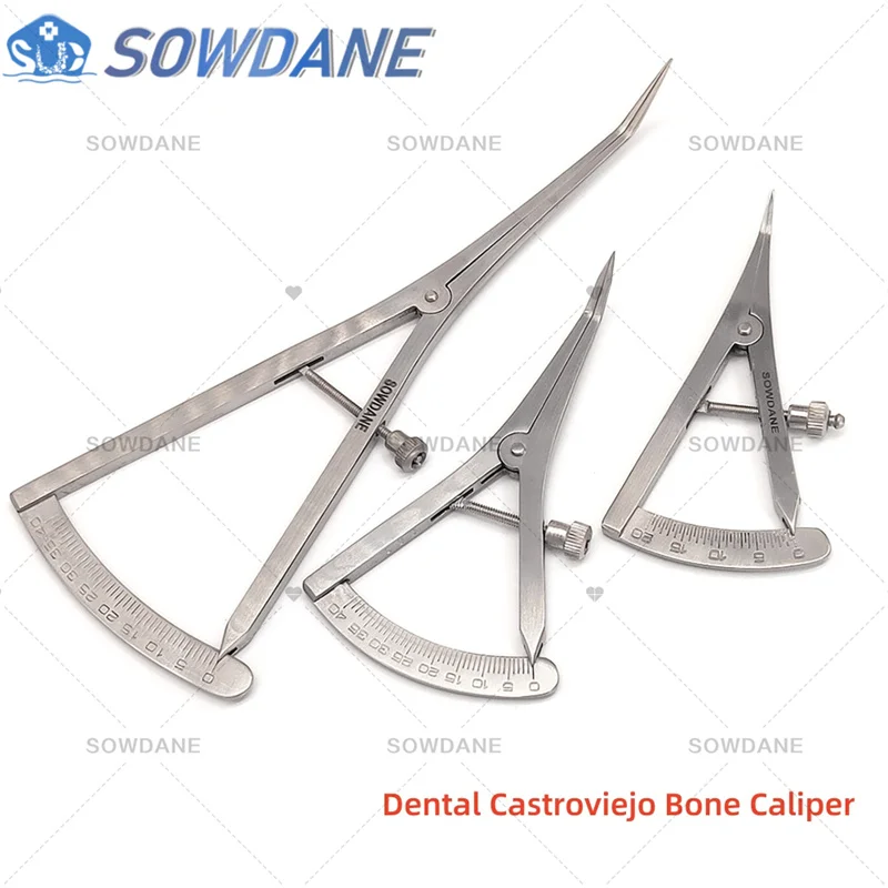 Dental Implant Castroviejo Bone Caliper Dental Crown Gauge Calipers Dentist Medical Ruler Curved Tip Autoclavable