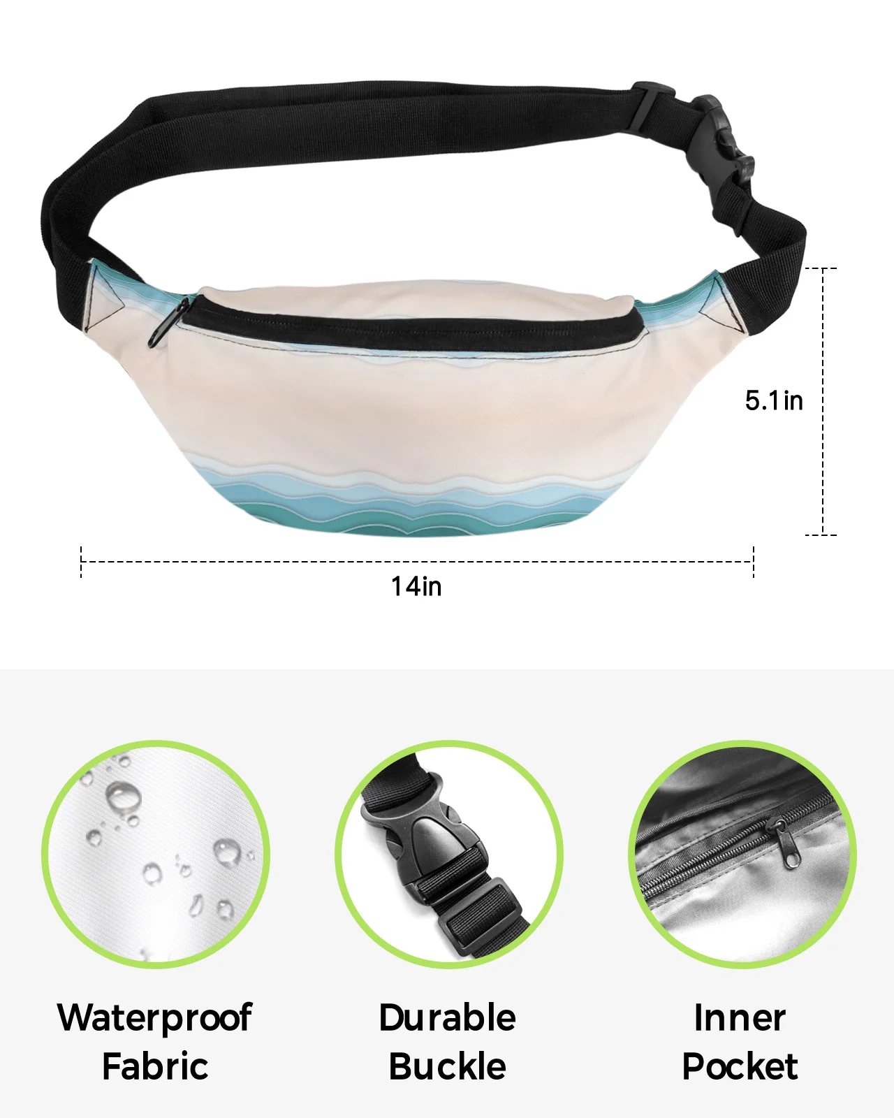 Bolsa de cintura abstrata minimalista para homens e mulheres, Fanny Pack, cinto de telefone, bolsa de carteira, impermeável Banana Hip Bags, gradiente geométrico