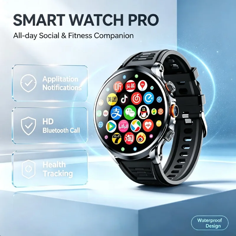 New H18 Smartwatch 1.95 Inch HD Spherical Screen 128GB Large Storage GPS WIFI Heart Rate Monitoring Watch