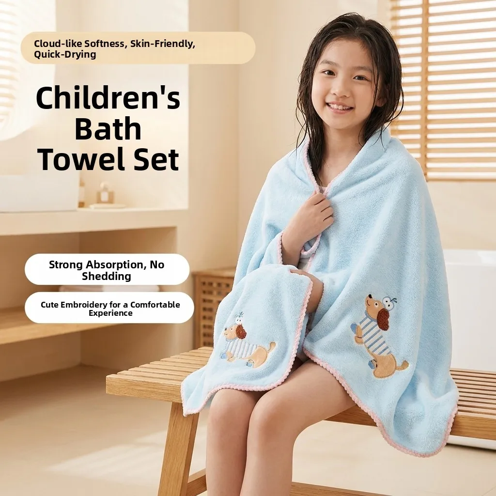 純綿コーラルフリースバスタオル-女の子用-速乾-毛羽落ちない-吸水性抜群-大人サイズ-漫画デザイン-ホームテキスタイル