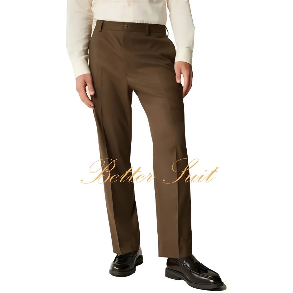 

Мужские брюки классического кроя с плоской передней частью и скрытой расширяемой талией, классические брюки без железного костюма, брюки