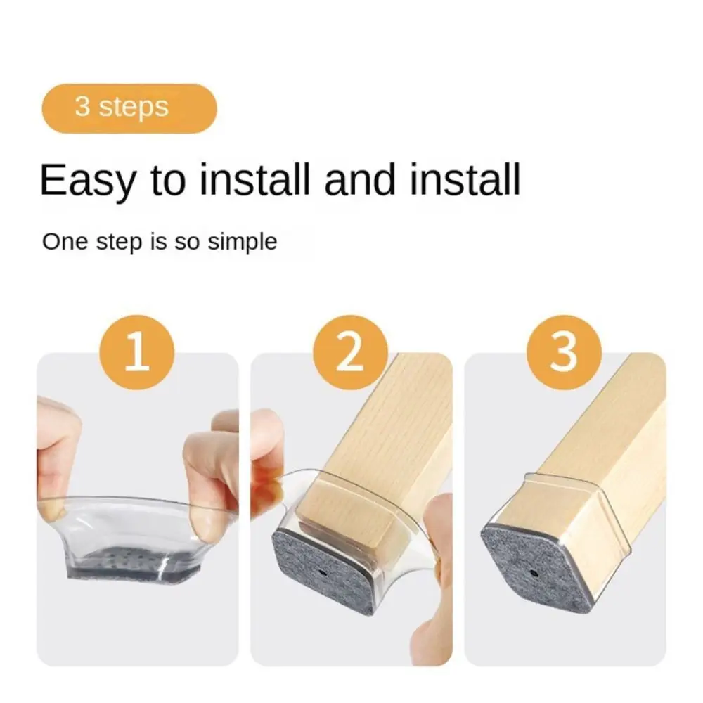 Floor Protectors Chair Leg Cover Non-Slip Reduce Noise Chair Feet Cover Square Thickened Silicone Leg Caps Feet Cap Bottom