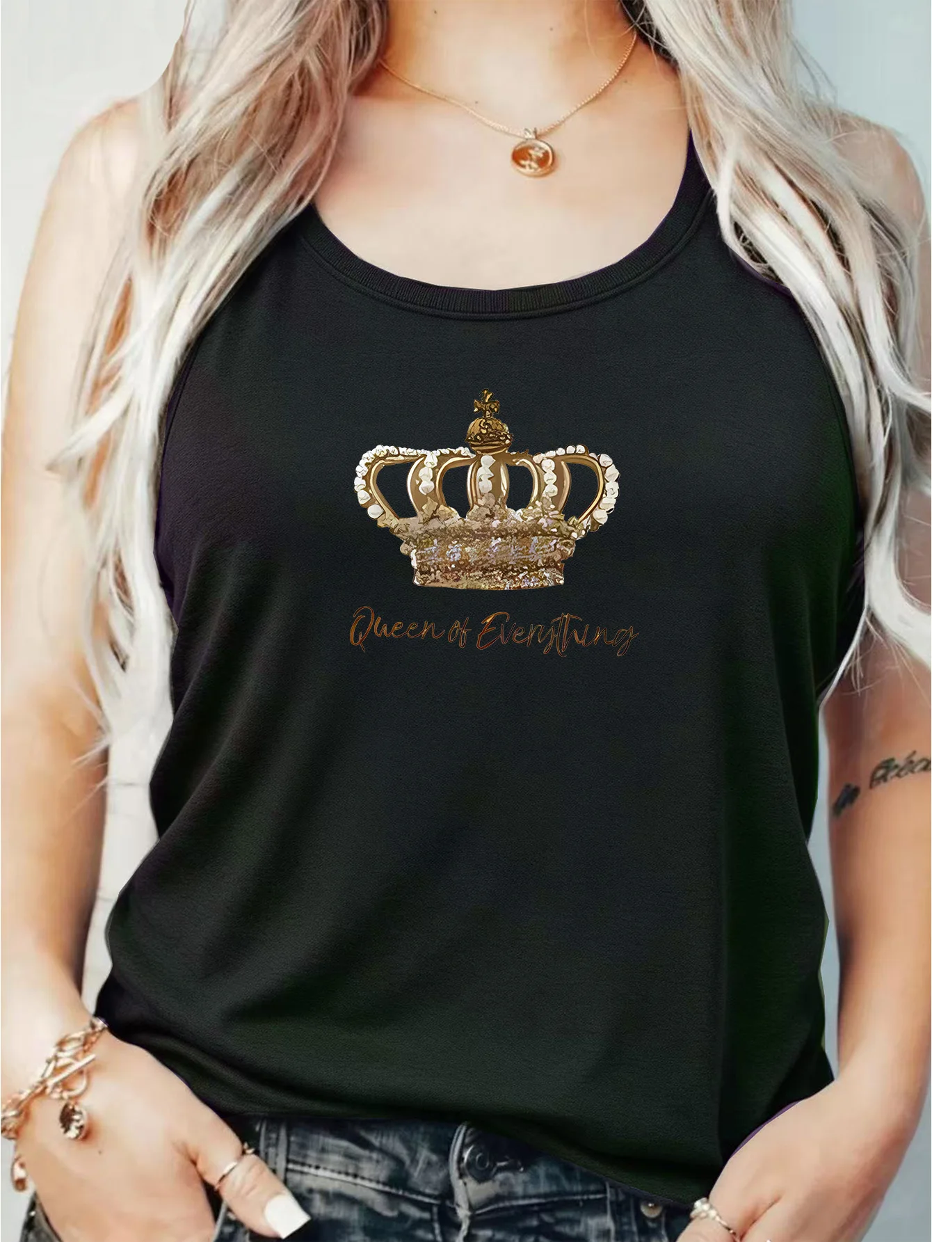 

Loose Fit Printed Pocket T-Shirt for Women with Ribbed Collar round Neck 1-8XL plus Size Comfortable Casual Vest