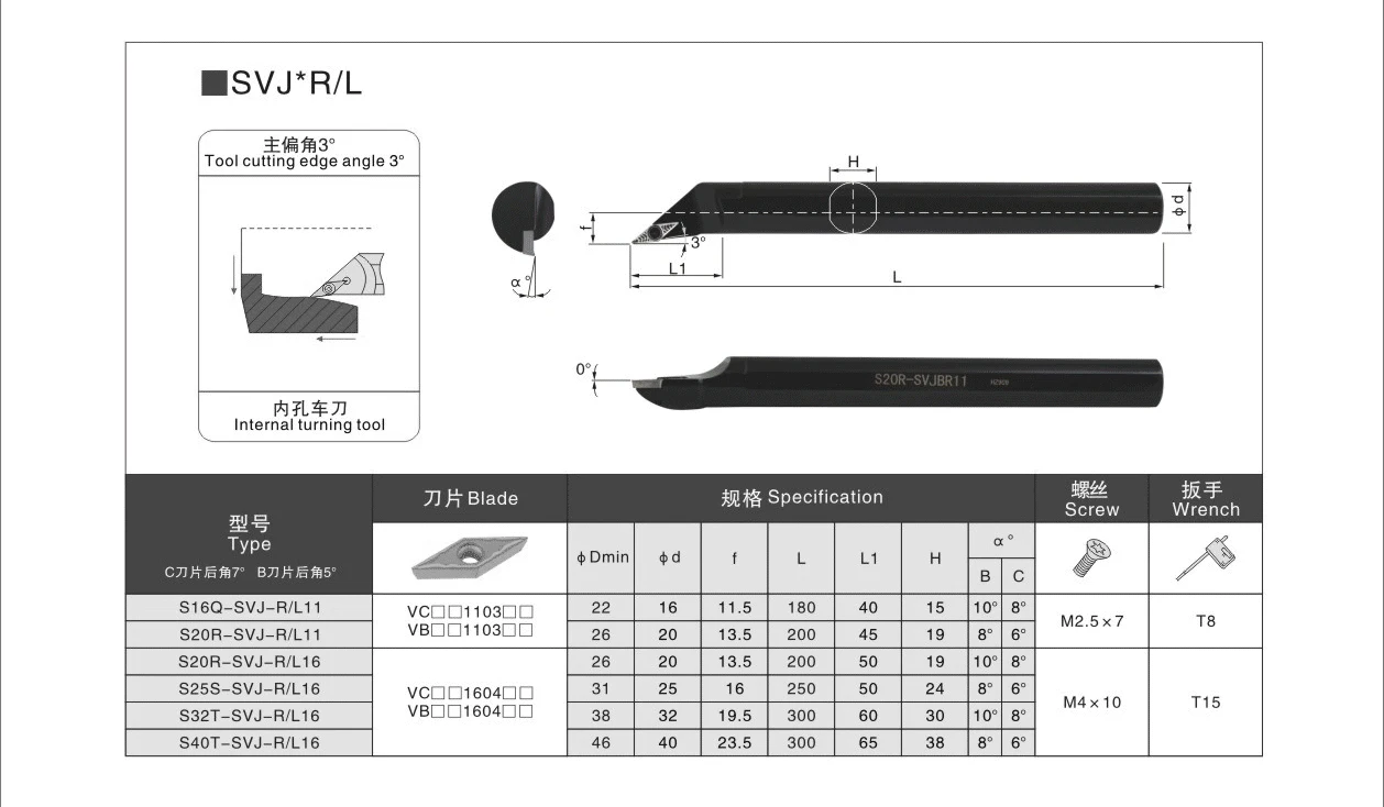 S10K-SVJBR11 S12M-SVJCR11 Inner Hole Turning Tool SVJCR SVJBR 10mm 12mm Lathe Cutting Tool for VBMT VCMT Inserts Metal Tools