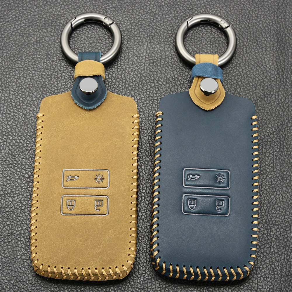 New Design Leather Car Key Cover For Renault Kadjar Captur Clio Megane 2 3 4 RS Koleos Logan Scenic Card Case Keychain Key cases