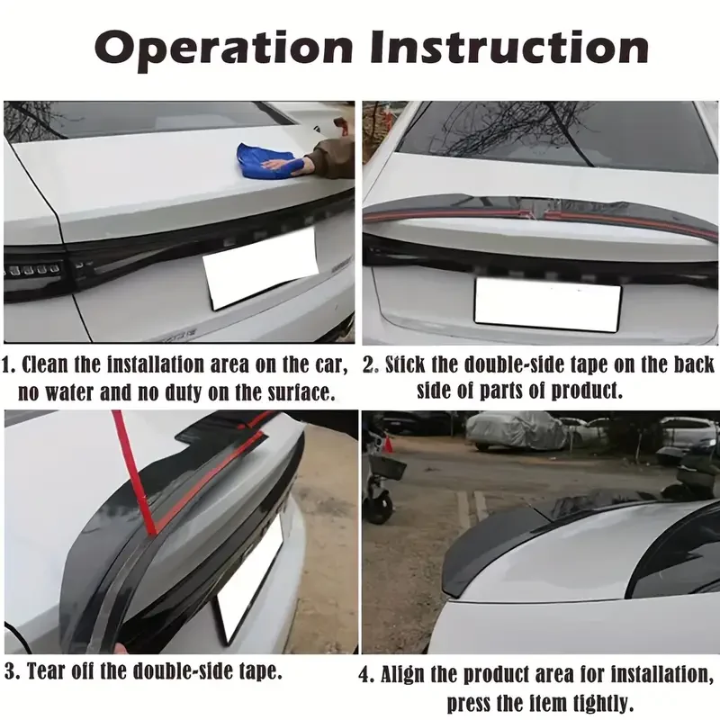 For BMW Accessories 3 Series E46 Coupe & Sedan 1999+ Car Rear Spoiler Lip Wing 3PCs Gloss Black ABS DuckTail Highkick Adhesive view 6