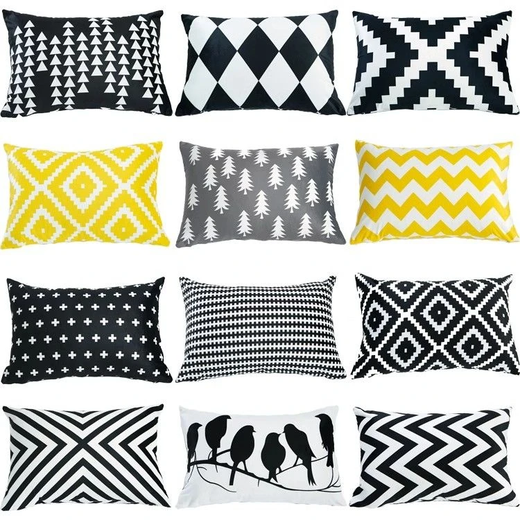 �y�Z�[�����zNordic simple single-sided black and white yellow bed back waist pillow office sofa cushion rectangular pillowcase