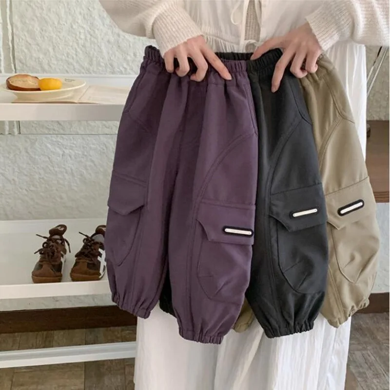 

Весенне-осенние повседневные штаны для мальчиков, детские свободные спортивные штаны, модные детские удобные брюки, детские штаны-карго, От 2 до 8 лет